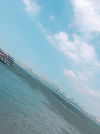 blur image of sea and sky background.abstract background.