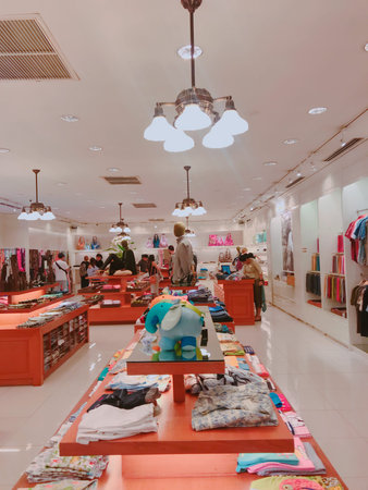The interior of a clothing store.の写真素材