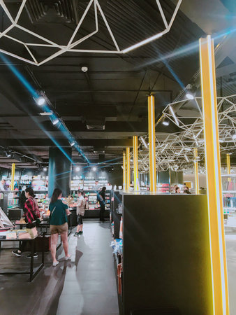 Unidentified people shopping in the department store at Kuala Lumpur International Airport.