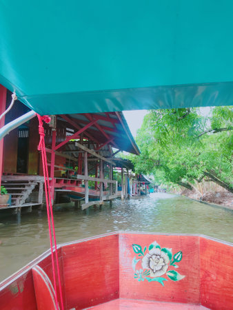 Boat trip on the Mekong river in the city of Thailandの写真素材