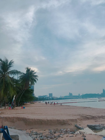 Beautiful view of the sea and the beach in the evening.の写真素材