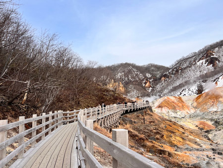 Mammoth Hot Springs in Yellowstone National Park, Wyoming, USAの写真素材