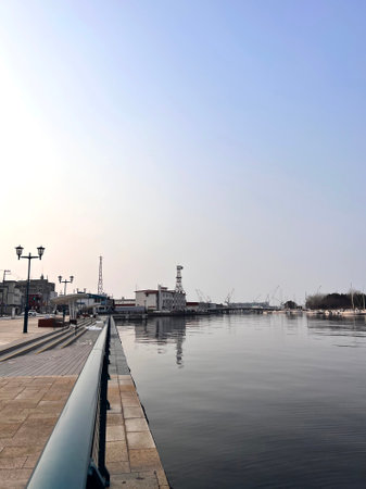 View of the city from the promenade on the water.の写真素材