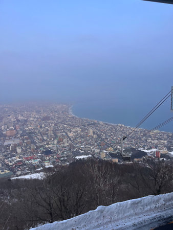 View of the city from the cable carの写真素材
