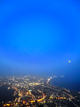 Night view of the city from a bird's-eye view.の写真素材