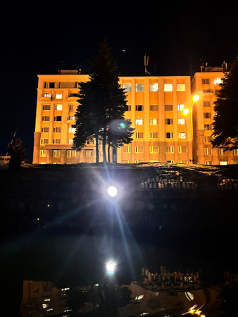 Night view of the city of Krakow, Poland. Night photo.の写真素材