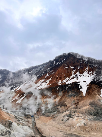 Volcanic landscape of Kamchatka, Russia. The concept of active and photo tourismの写真素材