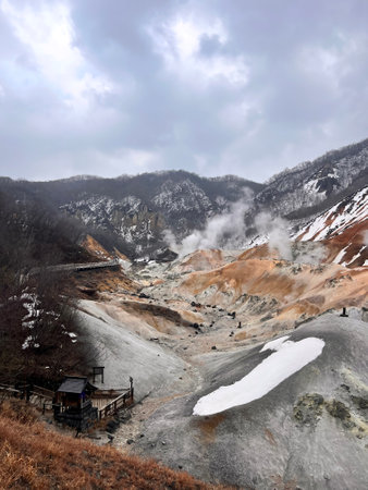 Namafjall, a volcanic crater located in the north of Icelandの写真素材
