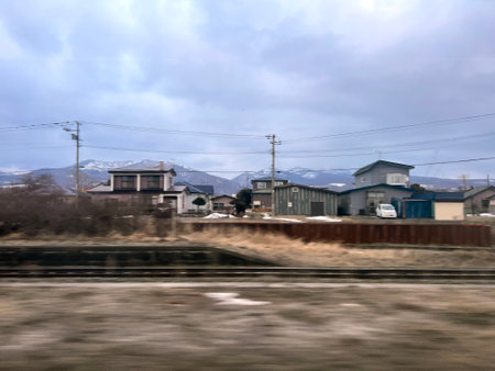 View from the car on the road to the city. Blurred motion.の写真素材