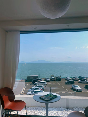 View from the deck of a cruise ship to the sea and sky