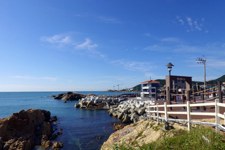 Pattaya beach and blue sea in Chonburi, Thailandの写真素材