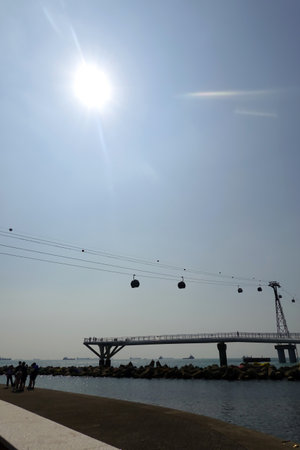 Cable car at the port of Pattaya, Thailand.の写真素材
