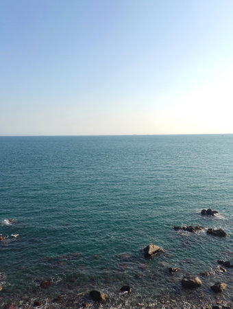 Mediterranean sea and blue sky in Turkey, Alanya peninsula.の写真素材