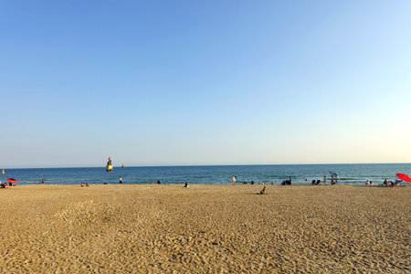 Beach of the Baltic Sea in Kolobrzeg, Polandの写真素材