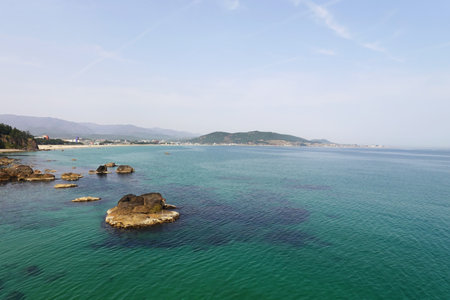 Seascape of the Black Sea coast in Crimea, Ukraine.の写真素材