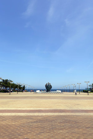 Seaside promenade in Barcelona, Catalonia, Spain.の写真素材
