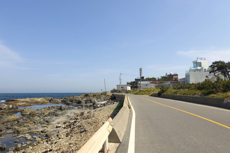 Scenery view of the coast of Jeju Island, South Koreaの写真素材