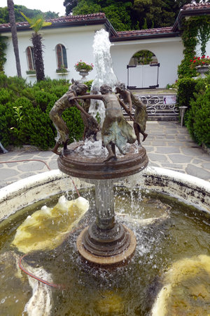 Fountain in the garden of Villa Taranto, Tuscany, Italyの写真素材