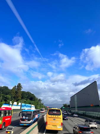 Busy highway in Dublin, Ireland.の写真素材