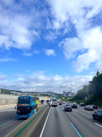 Heavy traffic on the highway in Bangkok.
