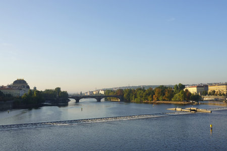 View of the Vltava river in Prague, Czech Republic.