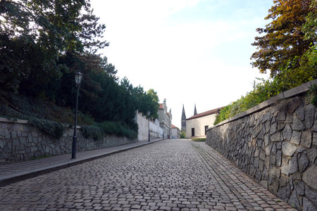 Old street in Vilnius, Lithuania. Vilnius is the capital and largest city of Lithuania.の写真素材