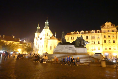 Night view of the Old Town Square.の写真素材