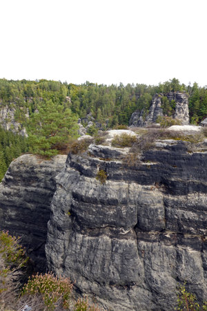 Sandstone cliffs of Adrspach-Teplice Rocks, Czech Republicの写真素材