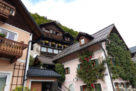 Old houses in Hallstatt, Austriaの写真素材
