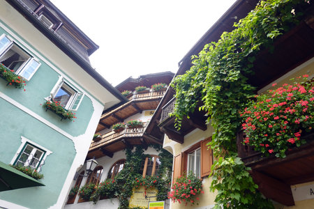 Historic buildings in the old town of Lucerne, Switzerlandの写真素材