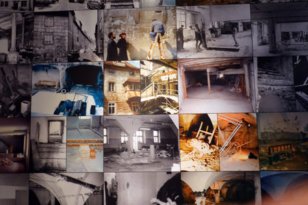 Collage of old photos of the city in the style of collageの写真素材