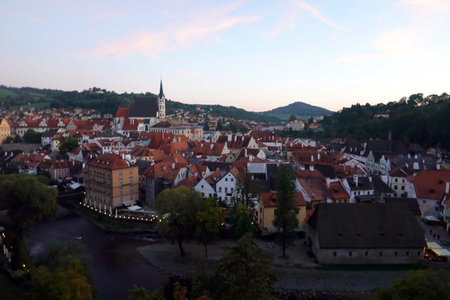 Panoramic view of Cesky Krumlov, Czech Republicの写真素材