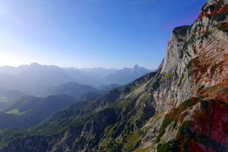 Mountain landscape in the Italian Dolomites. View from the top of the mountainの写真素材