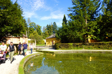 Tourists visiting the Pavlovsk park