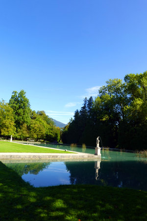 Pond in the park in the center of Turin, Italy