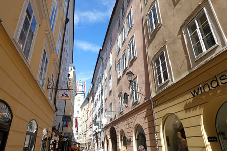 People visit Old Town in Riga, Latviaの写真素材