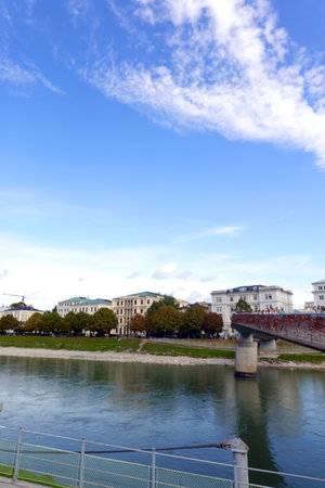 View of the Danube River in Budapest, Hungary, on a sunny day.の写真素材