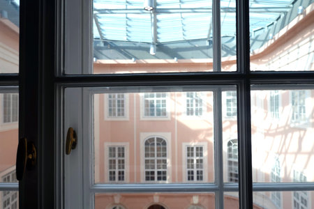 View from the window of a building in Prague, Czech Republic.
