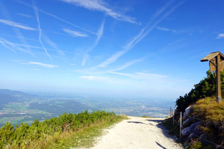 Hiking trail to the top of the mountain in summer, Switzerlandの写真素材