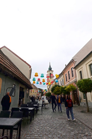 Unidentified people visit old town of Bratislava, Slovakia. Bratislava is the capital and largest...