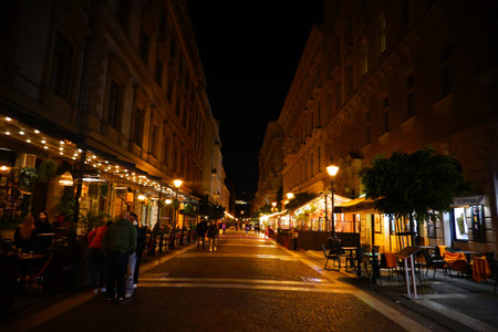 Night view of Regent Street in London, UKの写真素材