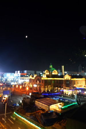 Blurred view of the city at night. Bokeh effect.の写真素材