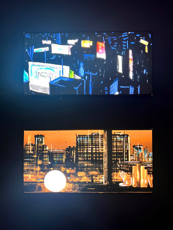 Gift voucher template for creative design. Abstract background with city lights.