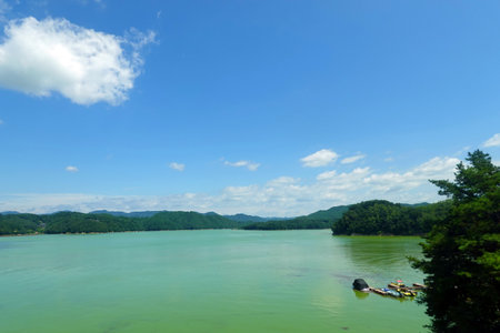 Landscape view of Khao Sok National Park, Surat Thani, Thailandの写真素材