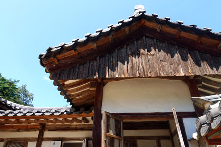 Korean traditional architecture in Bukchon Hanok Village, South Koreaの写真素材