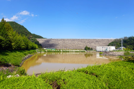 The view of the hydroelectric power station in the countryside of Taiwanの写真素材