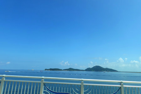 Beautiful sea and blue sky with white clouds in summer day.の写真素材