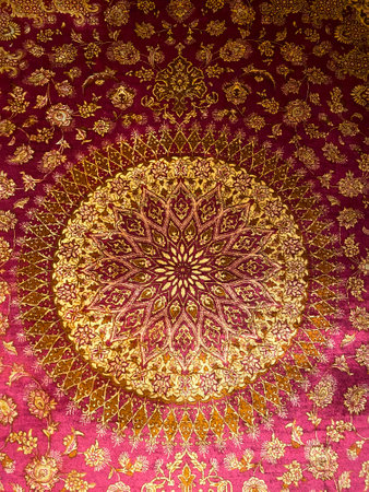 Thai art pattern on the wall in Thai temple, Thailand.の写真素材