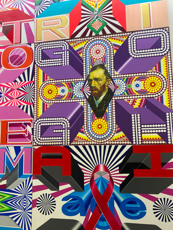 3d illustration of a colorful background with a ribbon and the word love