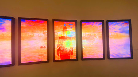 colorful painting on the wall at the art gallery in thailand